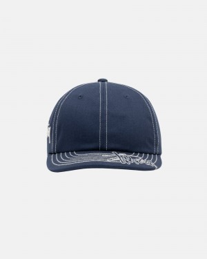 Cappelli Stussy Low Pro Basic Stitch Strapback Blu Marino | 97301-QUSI