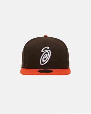 Cappelli Stussy New Era 59fifty Curly S Marroni Arancioni | 85367-SPQF