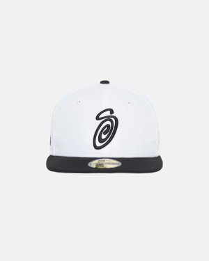 Cappelli Stussy New Era 59fifty Curly S Bianche Nere | 29307-NDQE