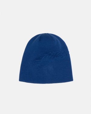 Cappelli Stussy Skullcap Embossed Smooth Stock Blu Reale | 06952-DKPC