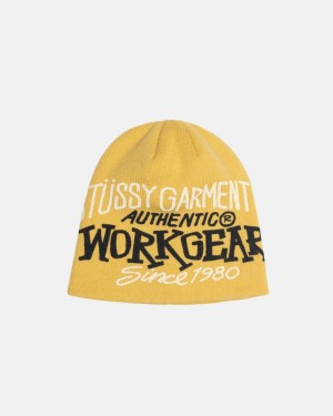 Cappelli Stussy Skullcap Workgear Print Senape | 12793-DPYC