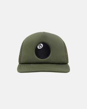 Cappelli Stussy Trucker 8 Ball Snapback Verde Oliva | 12947-HQUV