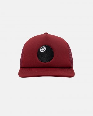 Cappelli Stussy Trucker 8 Ball Snapback Rosse | 34561-HYPK