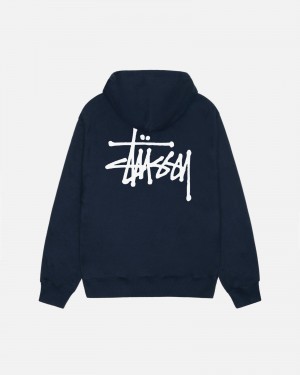 Felpa con Cappuccio Stussy Basic Blu Marino | 98516-XGSU