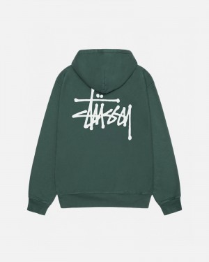 Felpa con Cappuccio Stussy Basic Pigment Dyed Verdi | 89521-KEYQ