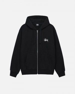 Felpa con Cappuccio Stussy Basic Zip Nere | 31645-MHVG