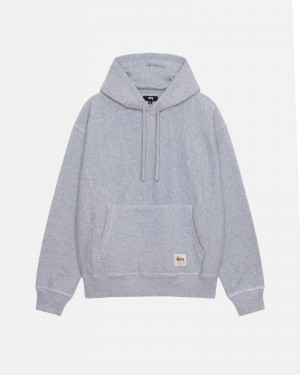 Felpa con Cappuccio Stussy Contrast Stitch Label Grigie | 91236-BDTM