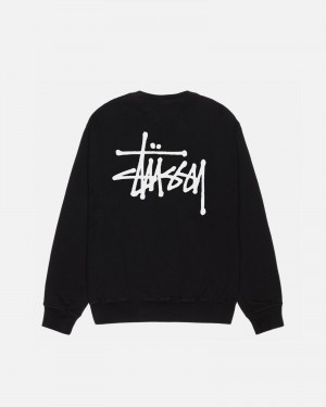 Felpe Stussy Basic Crew Pigment Dyed Nere | 92814-HCYP