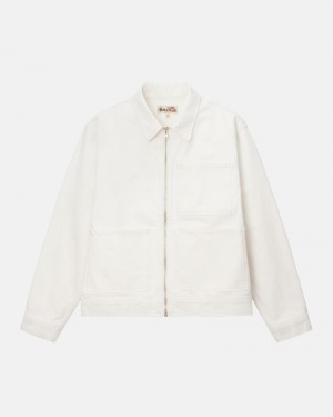 Giacche Stussy Zip Lavoro Overdyed Bianche | 35192-YCJW