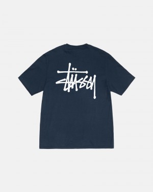 Magliette Stussy Basic Blu Marino | 92106-YMVQ