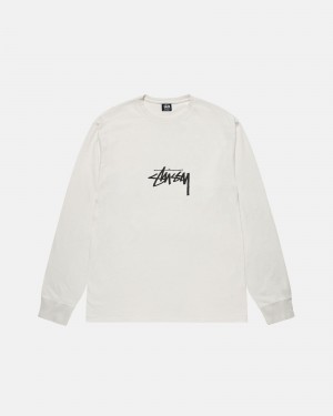 Magliette Stussy Small Stock Ls Pigment Dyed Beige | 58196-HRDG