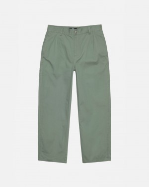 Pantaloni Stussy Workgear Trouser Twill Verdi | 35496-LVJD