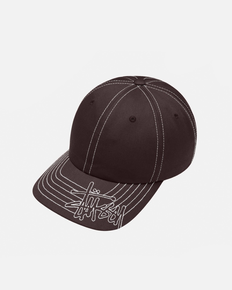 Cappelli Stussy Low Pro Basic Stitch Strapback Marroni | 26540-QHWY