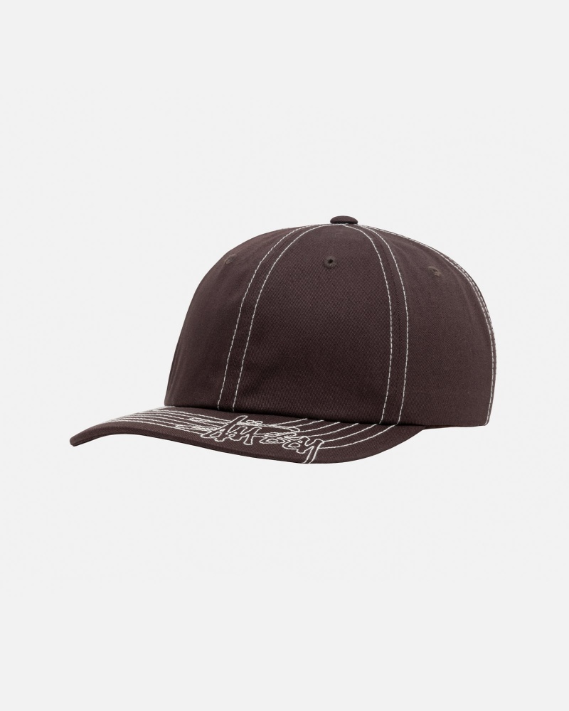 Cappelli Stussy Low Pro Basic Stitch Strapback Marroni | 26540-QHWY