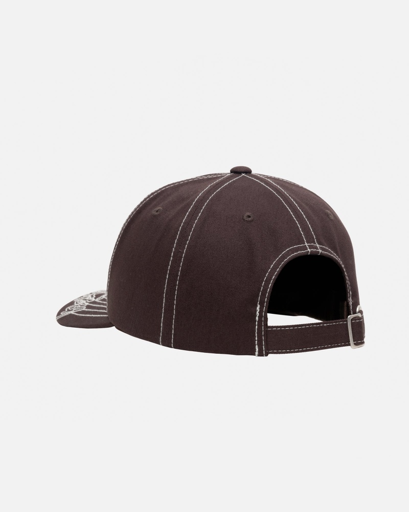 Cappelli Stussy Low Pro Basic Stitch Strapback Marroni | 26540-QHWY