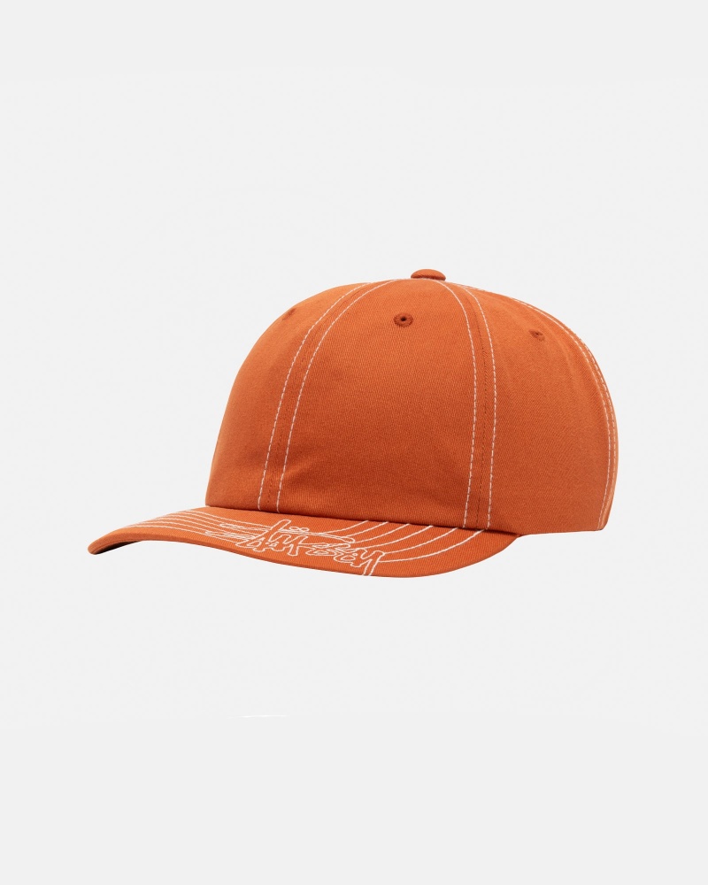 Cappelli Stussy Low Pro Basic Stitch Strapback Arancioni | 29857-ZXTA