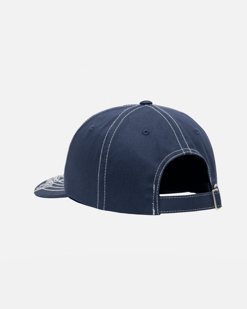 Cappelli Stussy Low Pro Basic Stitch Strapback Blu Marino | 97301-QUSI