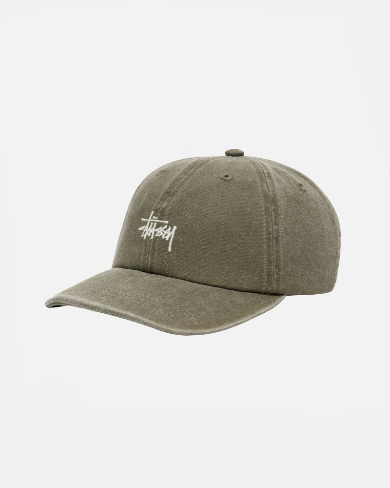 Cappelli Stussy Low Pro Basic Washed Strapback Verde Oliva | 69312-EMOH