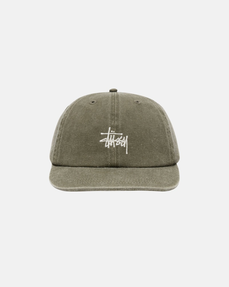 Cappelli Stussy Low Pro Basic Washed Strapback Verde Oliva | 69312-EMOH