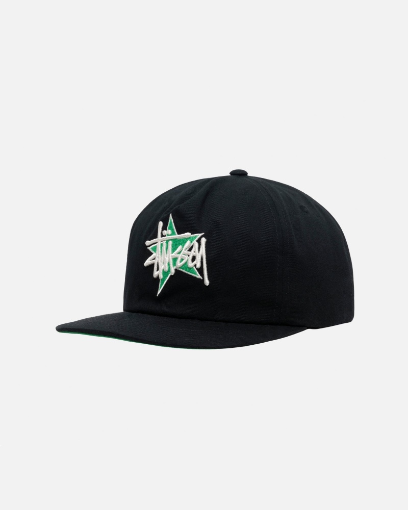 Cappelli Stussy Mid-Depth Basic Star Strapback Nere | 34879-EGHT