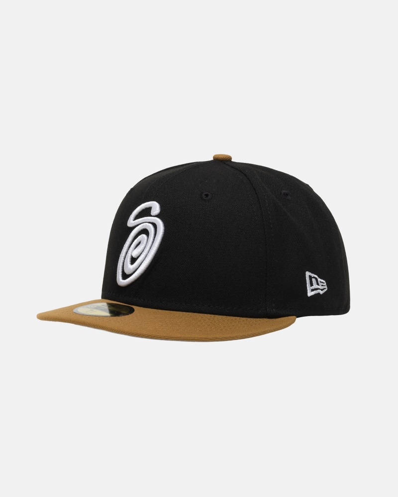 Cappelli Stussy New Era 59fifty Curly S Nere Oro | 64135-WKXD