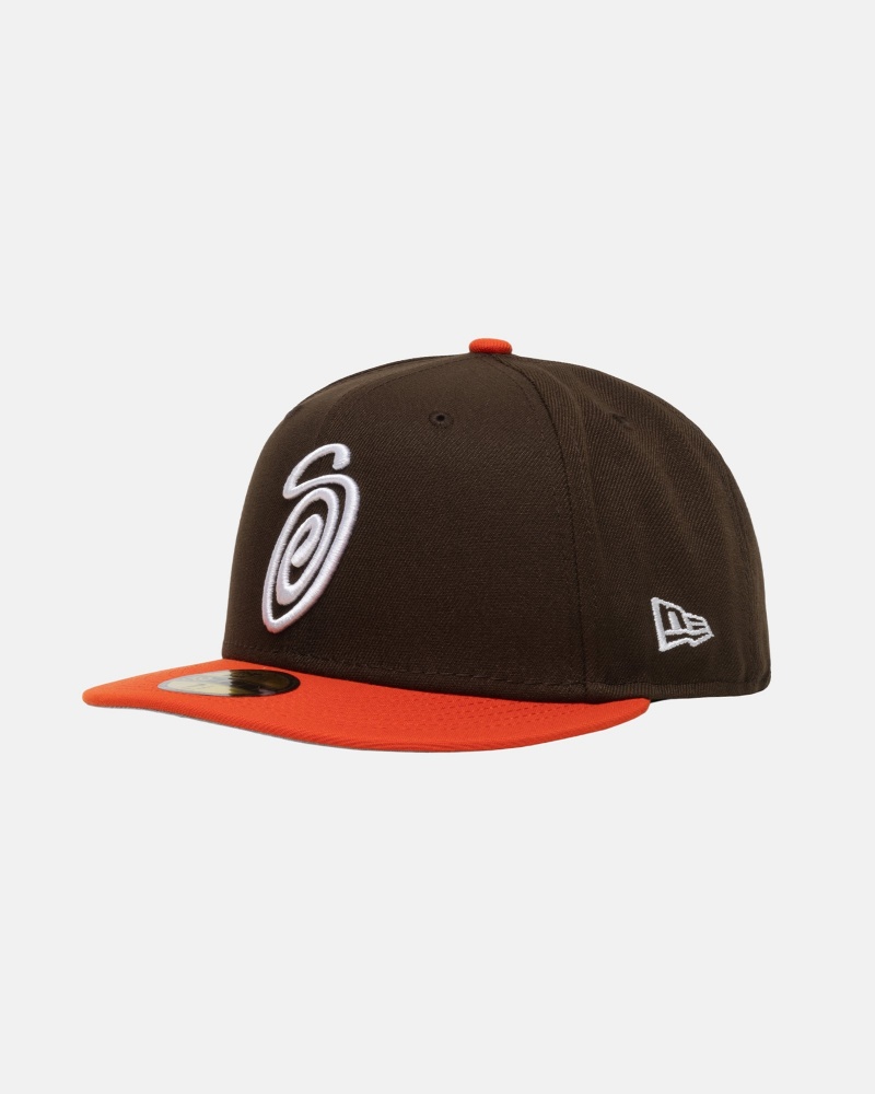 Cappelli Stussy New Era 59fifty Curly S Marroni Arancioni | 85367-SPQF