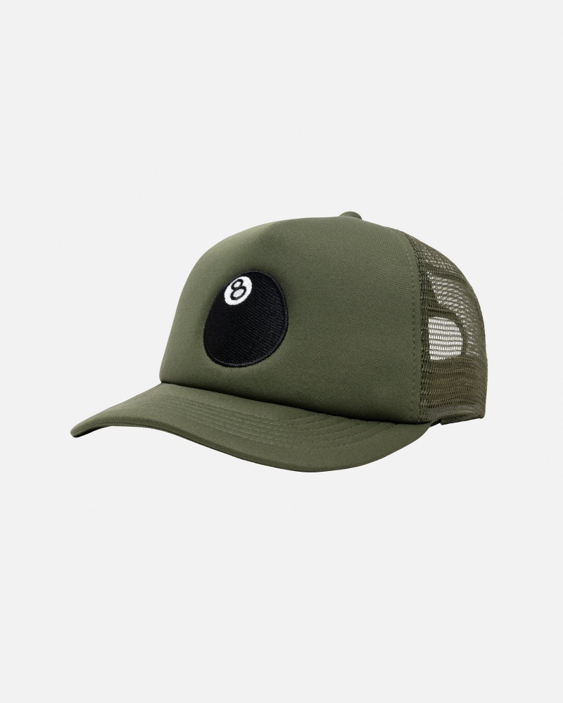 Cappelli Stussy Trucker 8 Ball Snapback Verde Oliva | 12947-HQUV