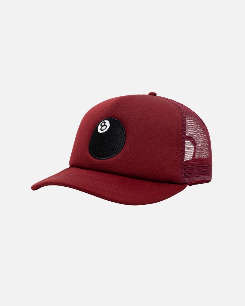 Cappelli Stussy Trucker 8 Ball Snapback Rosse | 34561-HYPK