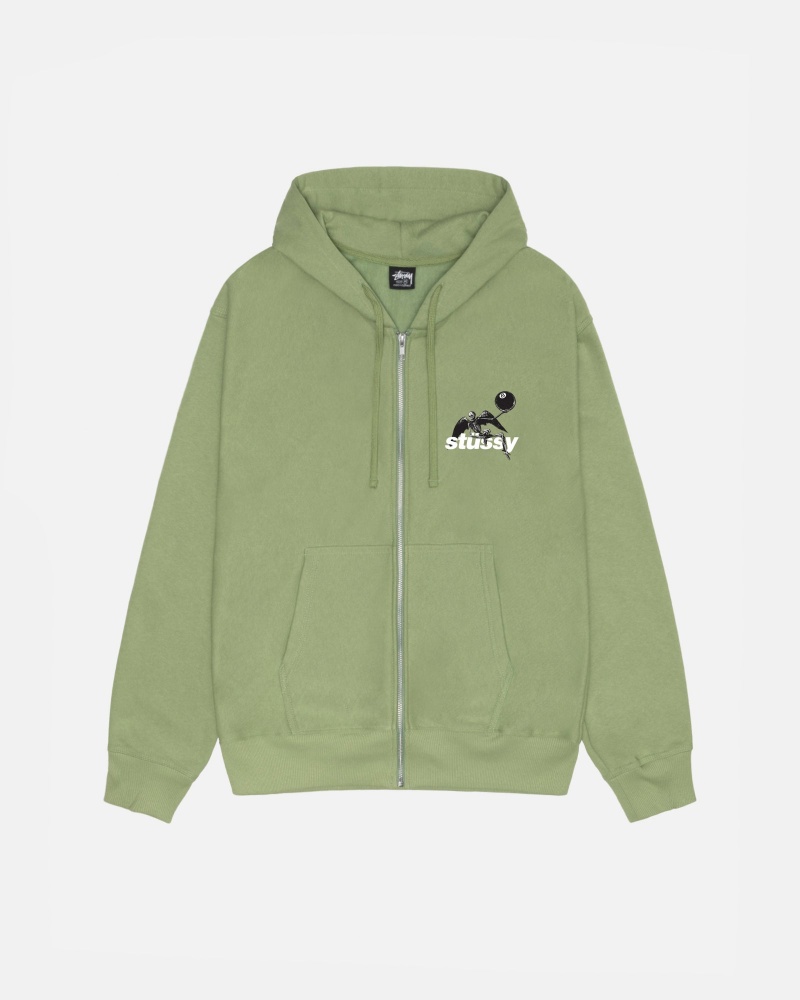 Felpa con Cappuccio Stussy Apocalypse Zip Verdi | 82034-VGPX