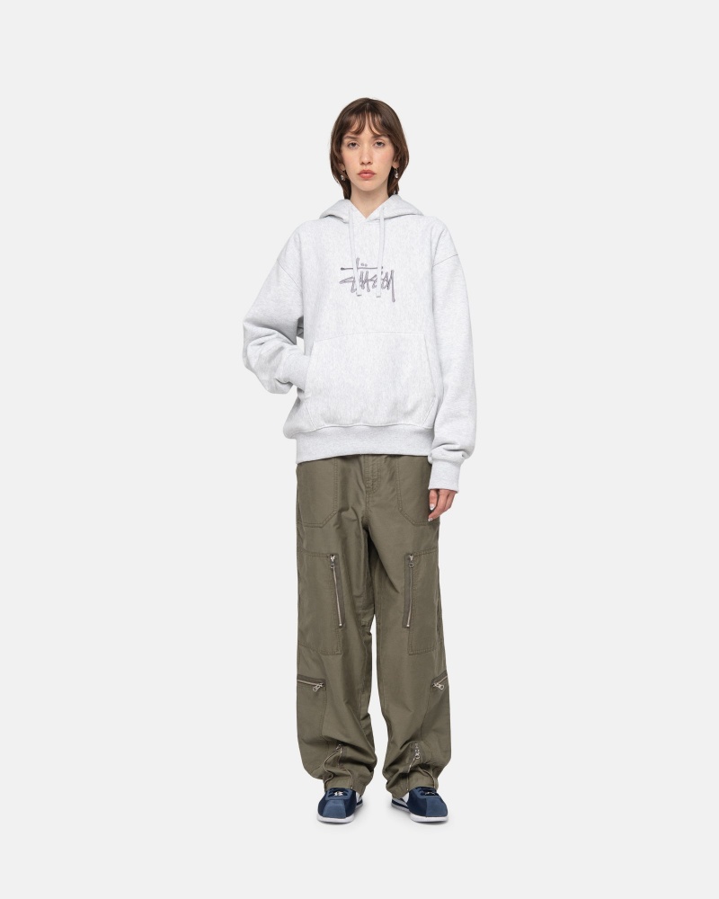 Felpa con Cappuccio Stussy Basic Applique Grigie | 36972-EASJ