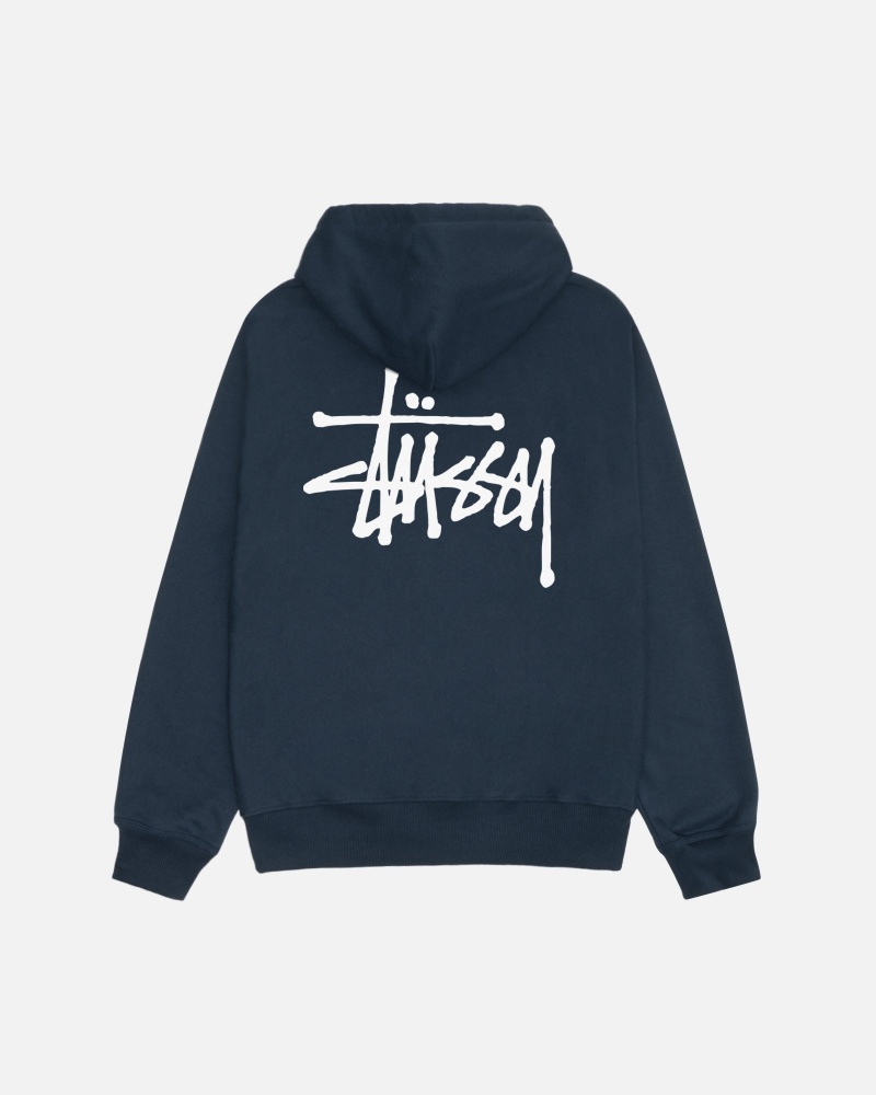 Felpa con Cappuccio Stussy Basic Zip Blu Marino | 20914-ZTVJ