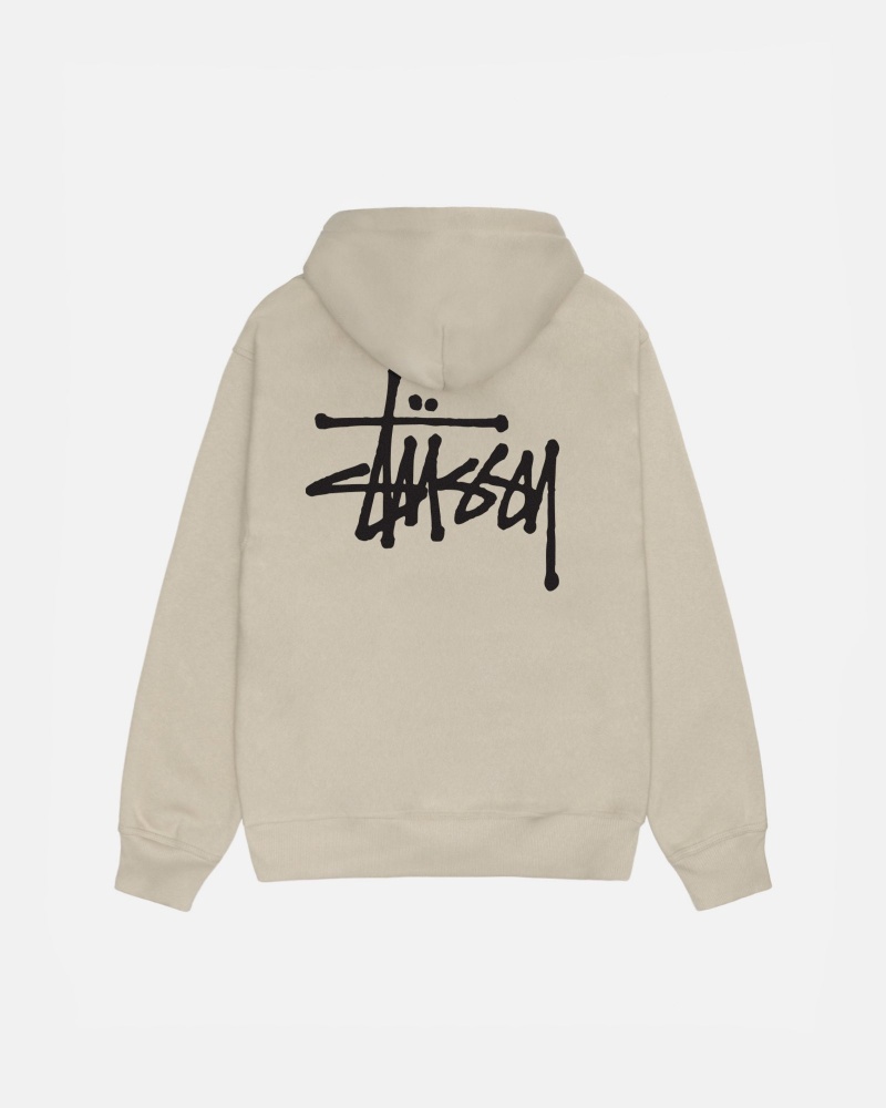 Felpa con Cappuccio Stussy Basic Zip Khaki | 04539-THSY