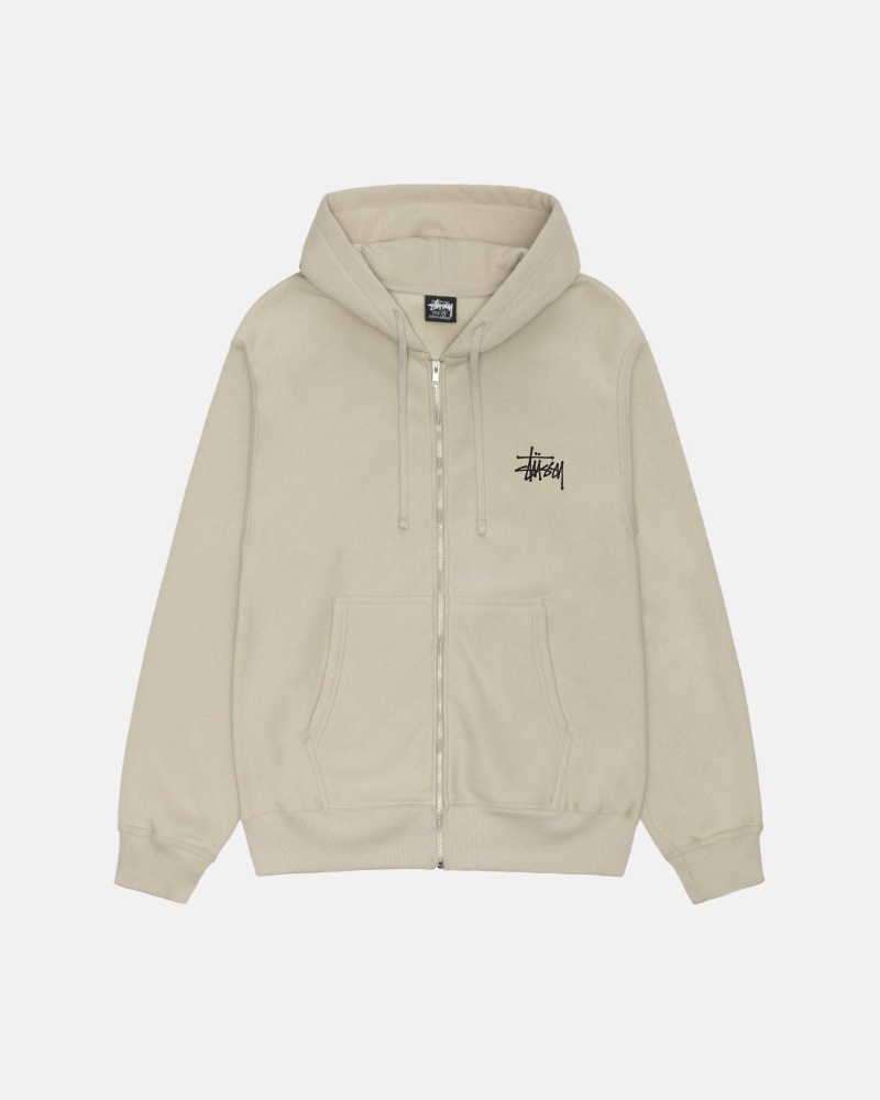 Felpa con Cappuccio Stussy Basic Zip Khaki | 04539-THSY