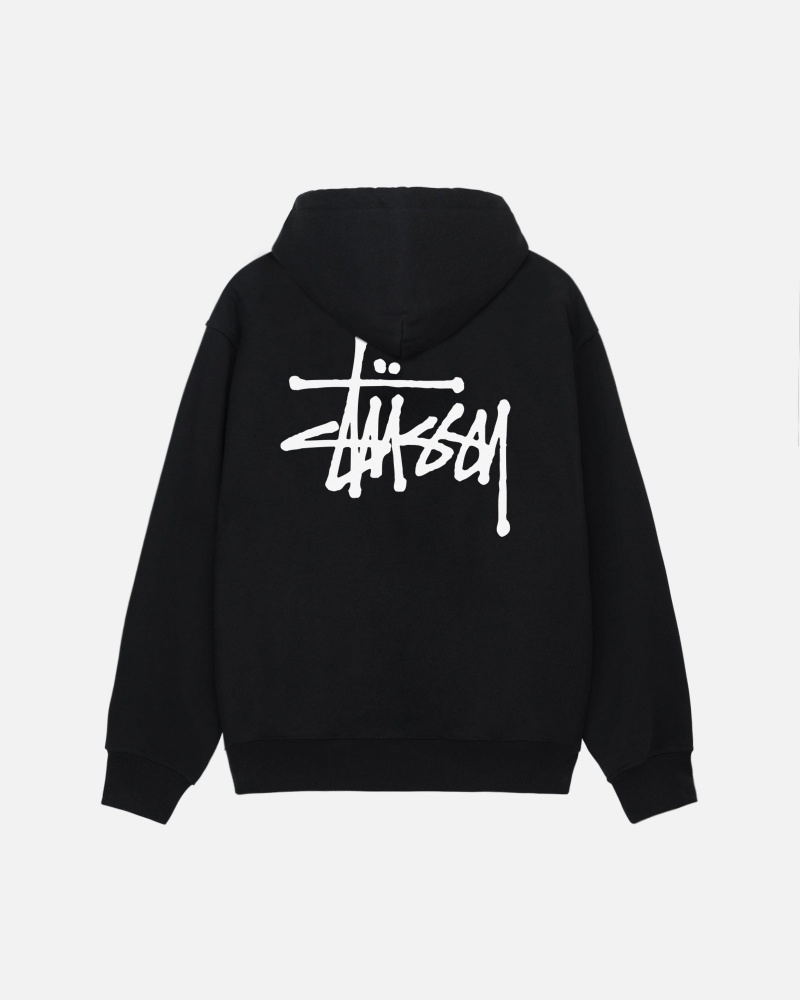 Felpa con Cappuccio Stussy Basic Zip Nere | 31645-MHVG