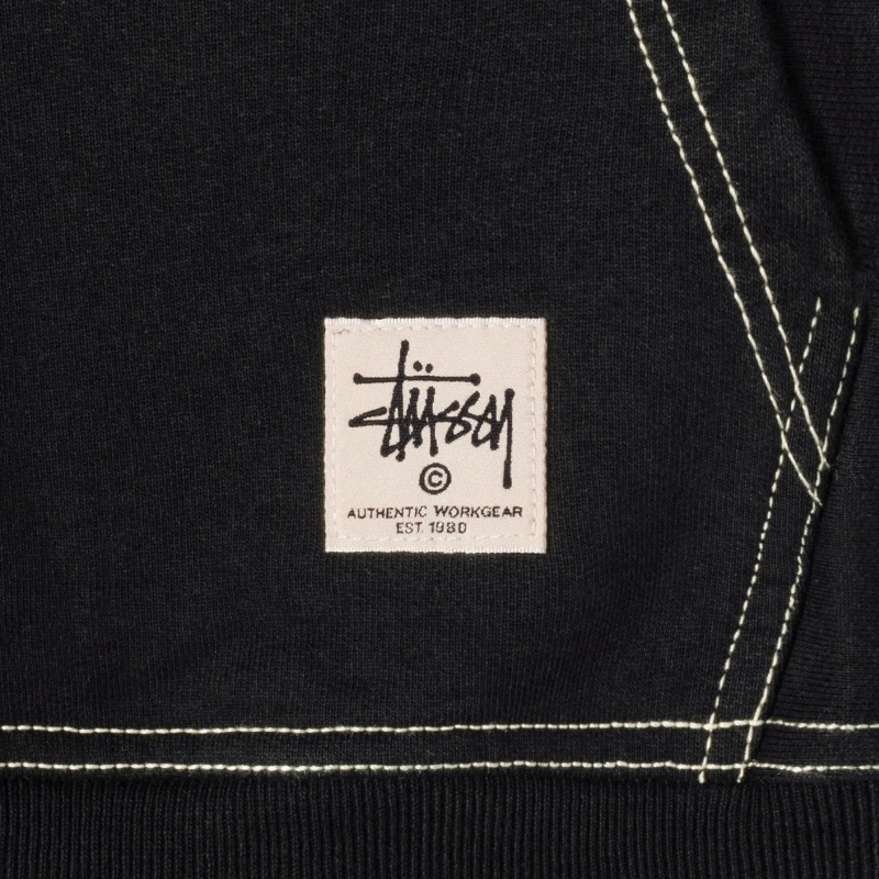 Felpa con Cappuccio Stussy Contrast Stitch Label Nere | 17465-HJND