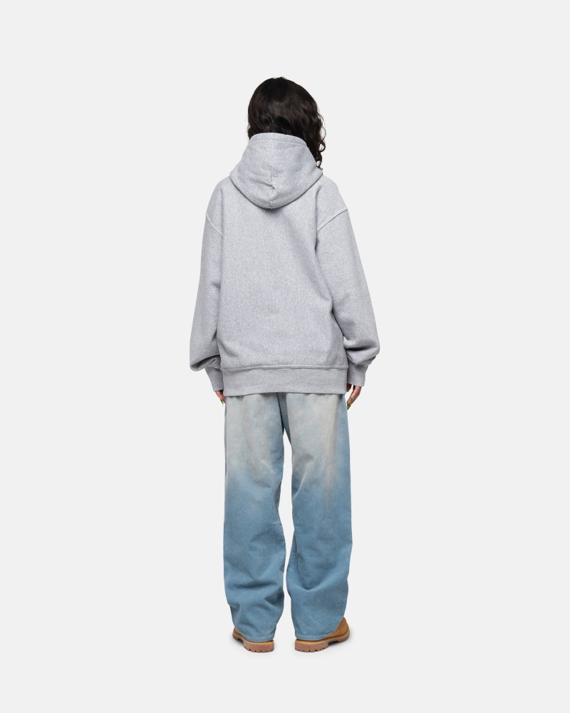 Felpa con Cappuccio Stussy Contrast Stitch Label Grigie | 91236-BDTM