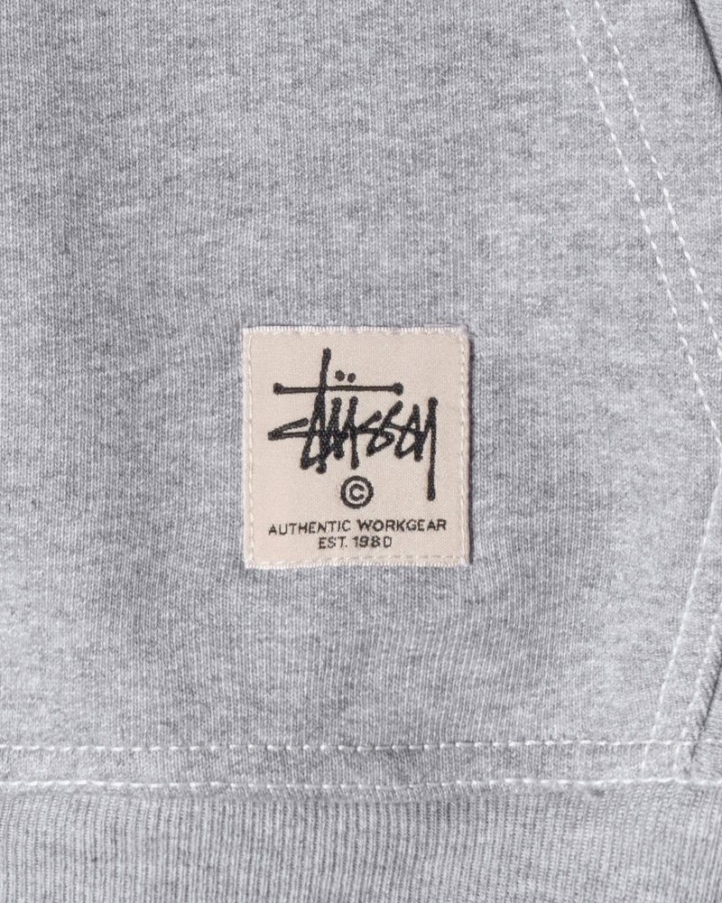 Felpa con Cappuccio Stussy Contrast Stitch Label Grigie | 91236-BDTM