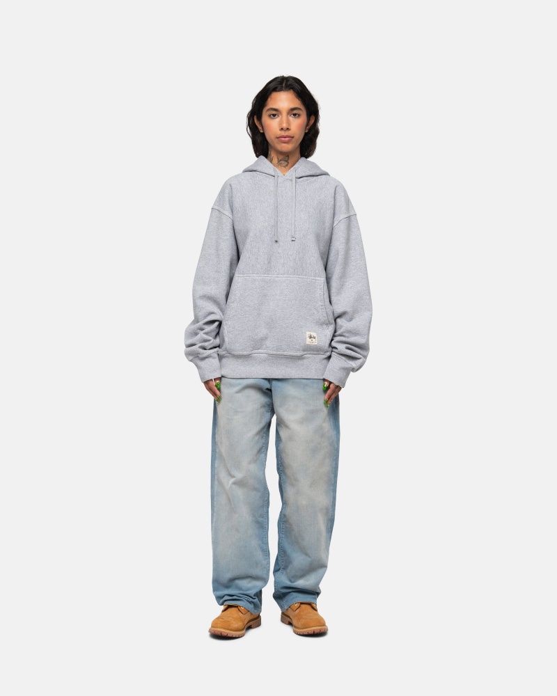 Felpa con Cappuccio Stussy Contrast Stitch Label Grigie | 91236-BDTM