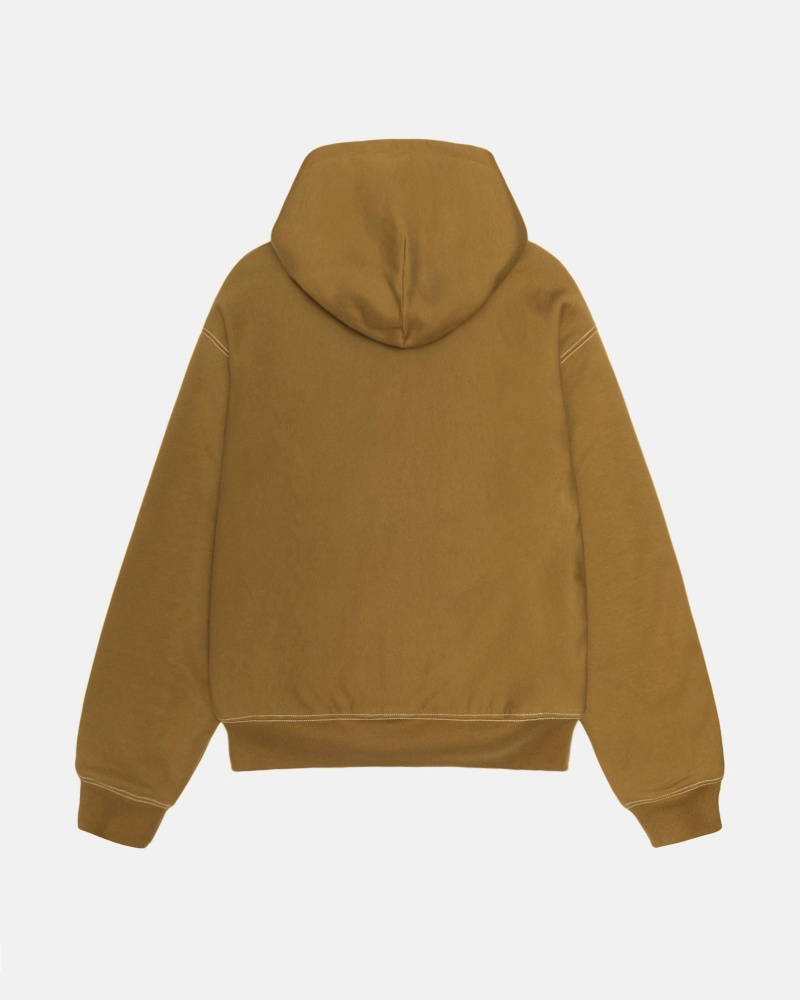 Felpa con Cappuccio Stussy Double Face Label Zip Verde Oliva | 86243-FARM