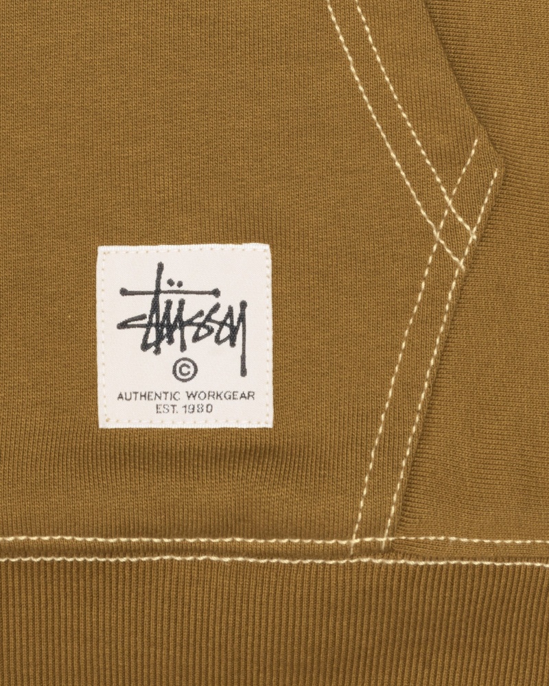 Felpa con Cappuccio Stussy Double Face Label Zip Verde Oliva | 86243-FARM