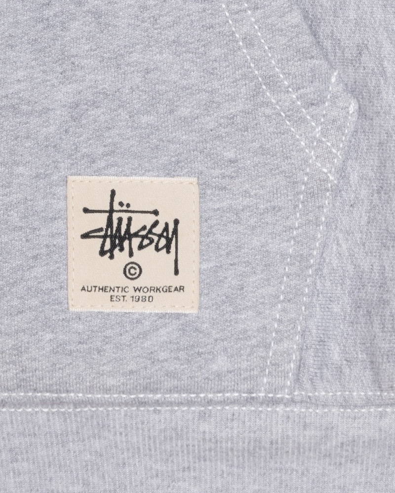 Felpa con Cappuccio Stussy Double Face Label Zip Grigie | 24510-UADZ