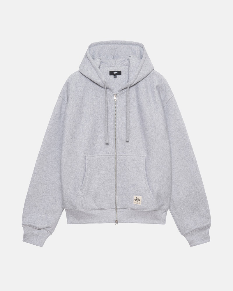 Felpa con Cappuccio Stussy Double Face Label Zip Grigie | 24510-UADZ