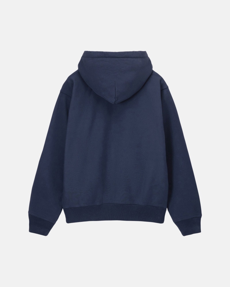 Felpa con Cappuccio Stussy Stock Logo Zip Blu Marino | 60482-GJMZ