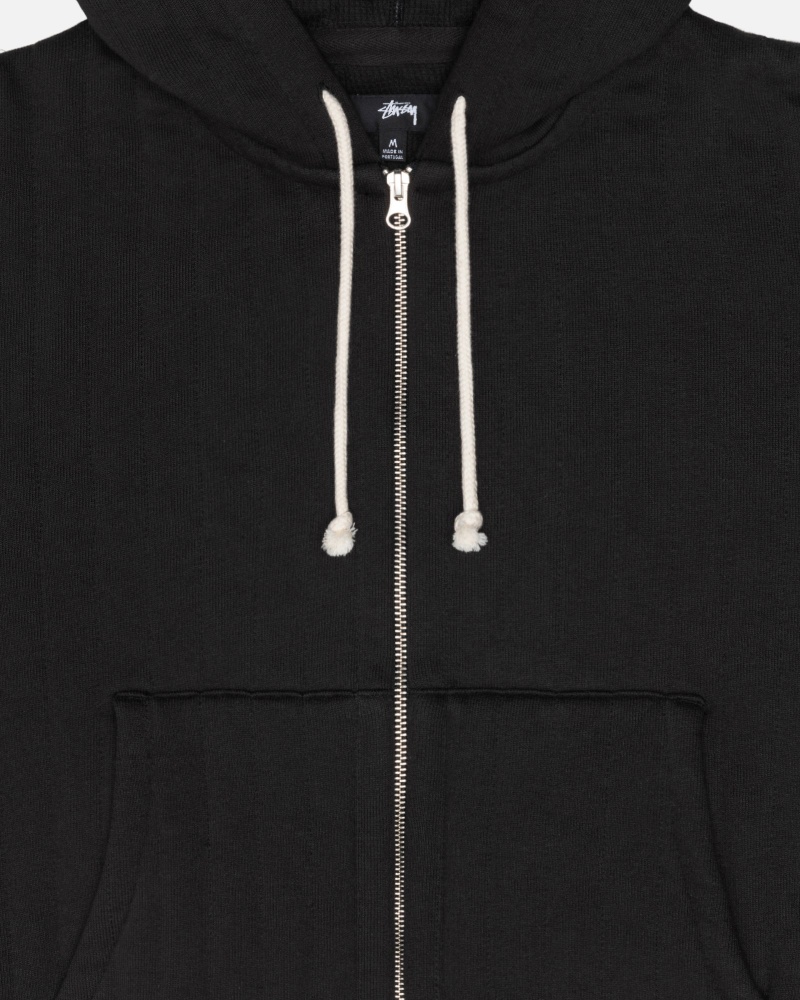 Felpa con Cappuccio Stussy Vertical Trapuntato Zip Nere | 69150-ZPFS