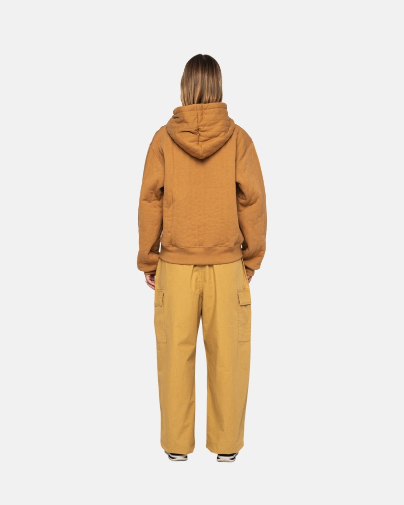 Felpa con Cappuccio Stussy Vertical Trapuntato Zip Marroni | 16042-QRWE