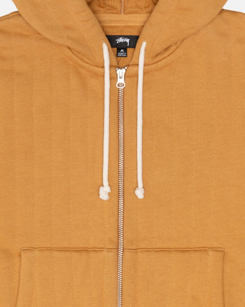 Felpa con Cappuccio Stussy Vertical Trapuntato Zip Marroni | 16042-QRWE