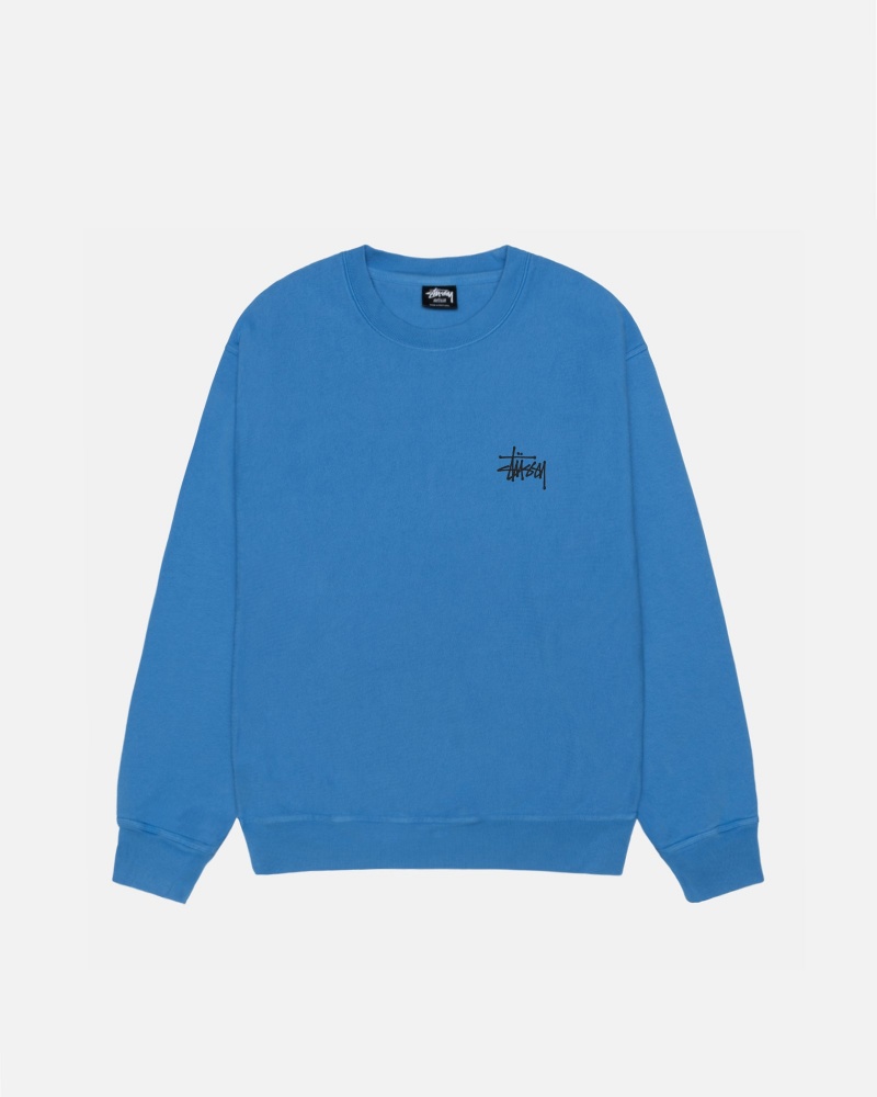 Felpe Stussy Basic Crew Pigment Dyed Blu | 47326-GVPN