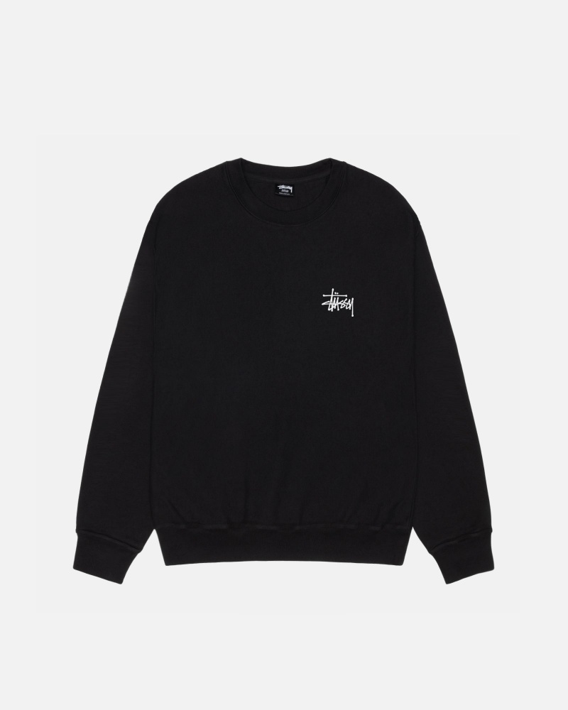 Felpe Stussy Basic Crew Pigment Dyed Nere | 92814-HCYP