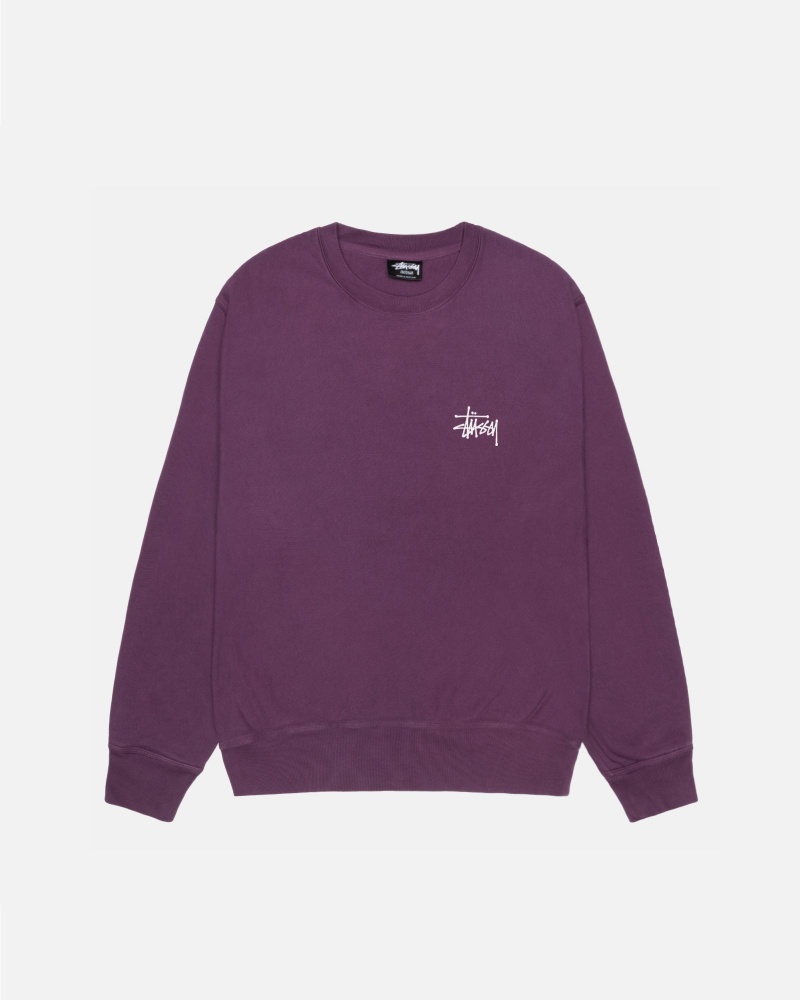 Felpe Stussy Basic Crew Pigment Dyed Viola | 71538-XMNI