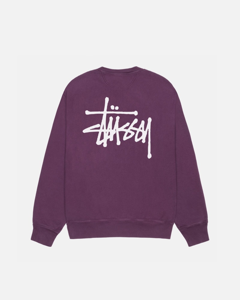 Felpe Stussy Basic Crew Pigment Dyed Viola | 71538-XMNI